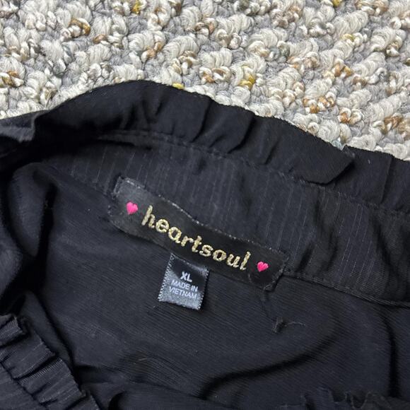 Gorgeous vintage y2k heart soul black ruffle babydoll top - Picture 5 of 6